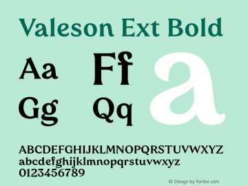 Valeson Ext Bold Version 1.0 Font Sample