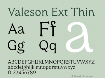 Valeson Ext Thin Version 1.0 Font Sample