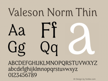 Valeson Norm Thin Version 1.0 Font Sample