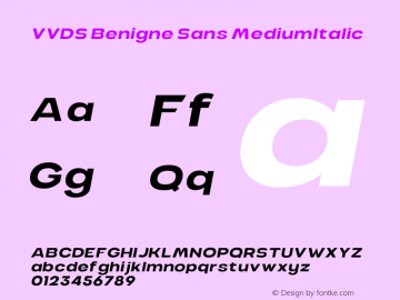 VVDS Benigne Sans MediumItalic Version 1.000;PS 001.000;hotconv 1.0.88;makeotf.lib2.5.64775 Font Sample