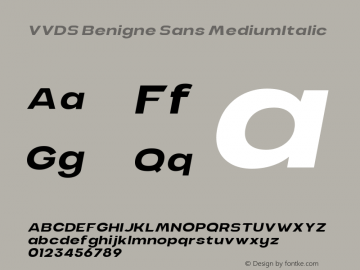 VVDS Benigne Sans MediumItalic Version 1.000 Font Sample