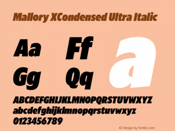 Mallory XCond Ultra Italic Version 2.000;PS 2.000;hotconv 16.6.51;makeotf.lib2.5.65220图片样张