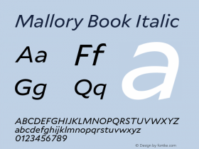 Mallory Book Italic Version 2.000;PS 2.000;hotconv 16.6.51;makeotf.lib2.5.65220图片样张