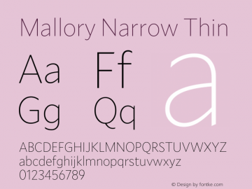 Mallory Nrrw Thin Version 2.000;PS 2.000;hotconv 16.6.51;makeotf.lib2.5.65220图片样张