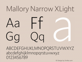 Mallory Nrrw XLight Version 2.000;PS 2.000;hotconv 16.6.51;makeotf.lib2.5.65220图片样张