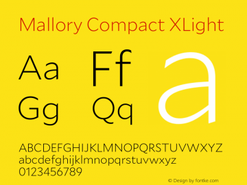 Mallory Cmpct XLight Version 2.000;PS 2.000;hotconv 16.6.51;makeotf.lib2.5.65220图片样张