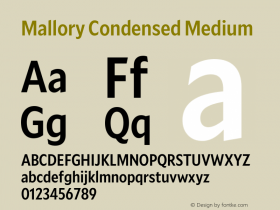 Mallory Cond Medium Version 2.000;PS 2.000;hotconv 16.6.51;makeotf.lib2.5.65220 Font Sample