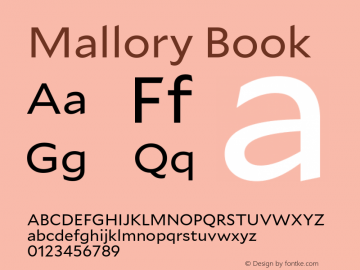 Mallory Book Version 2.000;PS 2.000;hotconv 16.6.51;makeotf.lib2.5.65220 Font Sample