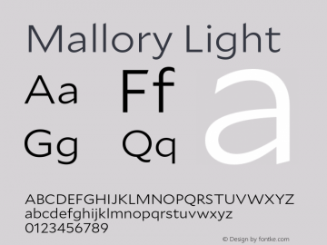 Mallory Light Version 2.000;PS 2.000;hotconv 16.6.51;makeotf.lib2.5.65220 Font Sample