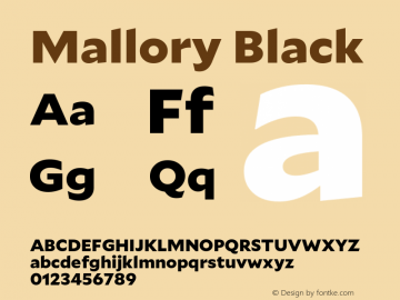 Mallory Black Version 2.000;PS 2.000;hotconv 16.6.51;makeotf.lib2.5.65220 Font Sample