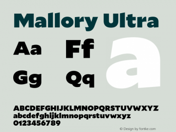 Mallory Ultra Version 2.000;PS 2.000;hotconv 16.6.51;makeotf.lib2.5.65220 Font Sample