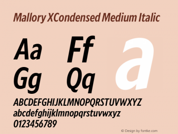 Mallory XCond Medium Italic Version 2.000;PS 2.000;hotconv 16.6.51;makeotf.lib2.5.65220图片样张