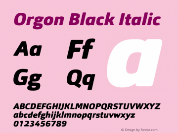 Orgon-BlackIt Version 1.000 Font Sample