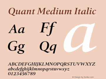 Quant-MediumItalic Version 1.000 Font Sample