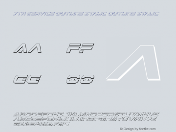 7th Service Outline Italic Outline Italic 1 Font Sample