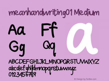 meanhandwriting01 Version 001.000 Font Sample