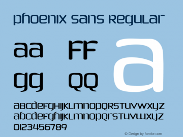 Phoenix Sans Regular Macromedia Fontographer 4.1 10/27/01 Font Sample