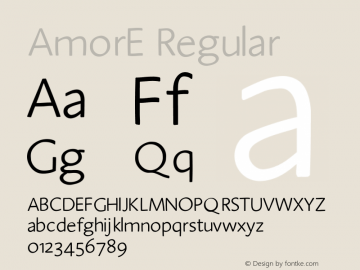 AmorE Regular 1.0 12-02-2002 Font Sample