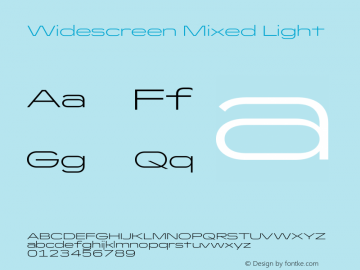 Widescreen Mixed Light Version 1.000 Font Sample