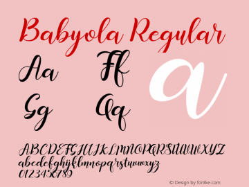 Babyola Version 1.00;March 12, 2020;FontCreator 11.5.0.2422 64-bit图片样张