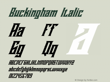 Buckingham Italic Version 1.00;October 31, 2020;FontCreator 12.0.0.2563 64-bit Font Sample