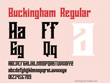 Buckingham Version 1.00;October 31, 2020;FontCreator 12.0.0.2563 64-bit Font Sample
