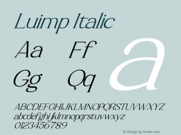 Luimp Italic Version 1.00;November 3, 2020;FontCreator 12.0.0.2563 64-bit图片样张