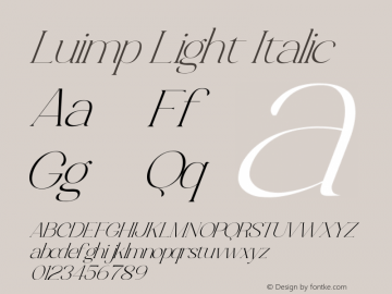 Luimp Light Italic Version 1.00;November 3, 2020;FontCreator 12.0.0.2563 64-bit图片样张