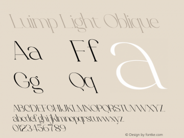Luimp Light Oblique Version 1.00;November 3, 2020;FontCreator 12.0.0.2563 64-bit图片样张