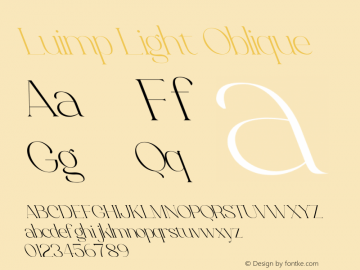 Luimp Light Oblique Version 1.00;November 3, 2020;FontCreator 12.0.0.2563 64-bit图片样张