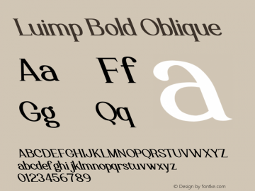 Luimp Bold Oblique Version 1.00;November 3, 2020;FontCreator 12.0.0.2563 64-bit Font Sample