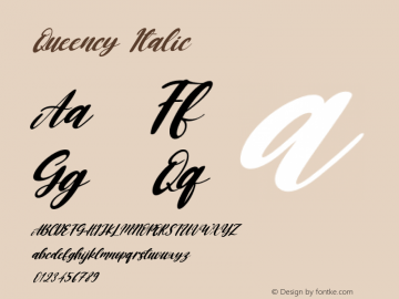 Queency Italic Version 1.00;November 5, 2020;FontCreator 12.0.0.2563 64-bit图片样张