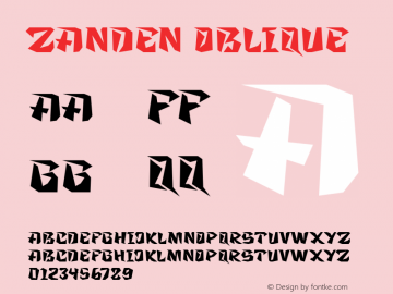 Zanden Oblique Version 1.00;November 10, 2020;FontCreator 12.0.0.2563 64-bit Font Sample