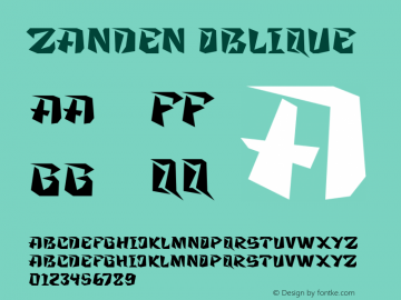 Zanden Oblique Version 1.00;November 10, 2020;FontCreator 12.0.0.2563 64-bit Font Sample