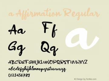 Affirmation_ Version 001.000 Font Sample