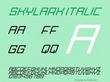 Skylark Italic Version 1.00;November 18, 2020;FontCreator 12.0.0.2563 64-bit图片样张