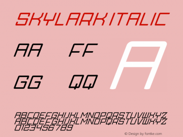 Skylark Italic Version 1.00;November 18, 2020;FontCreator 12.0.0.2563 64-bit图片样张