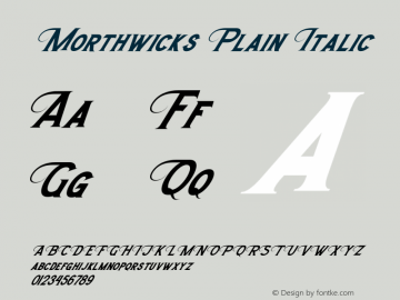 Morthwicks Plain Italic Version 1.00;November 25, 2020;FontCreator 12.0.0.2563 64-bit Font Sample