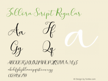 ZelloraScript Version 1.000 Font Sample