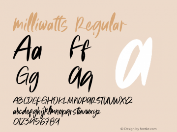 milliwatts Version 1.00;October 18, 2020;FontCreator 13.0.0.2670 32-bit Font Sample