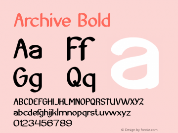Archive Bold Version 1.00;January 21, 2021;FontCreator 11.5.0.2430 64-bit Font Sample