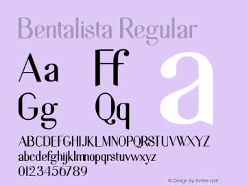 Bentalista Version 1.00;November 17, 2020;FontCreator 11.5.0.2427 32-bit Font Sample