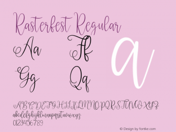 Rasterfest Version 1.00;October 5, 2020;FontCreator 12.0.0.2545 64-bit Font Sample