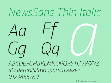 NewsSans Thin Italic Version 1.100图片样张