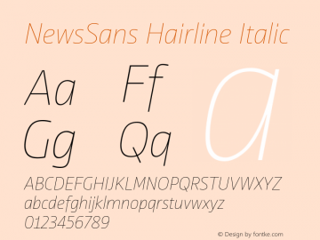 NewsSans Hairline Italic Version 1.100图片样张