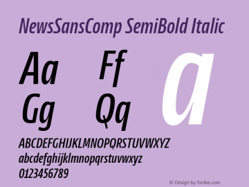 NewsSansComp SemiBold Italic Version 1.100 Font Sample