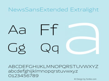 NewsSansExtended Extralight Version 1.100 Font Sample