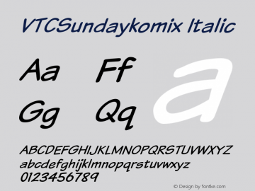 VTCSundaykomix Italic 1999; 1.0, initial release Font Sample