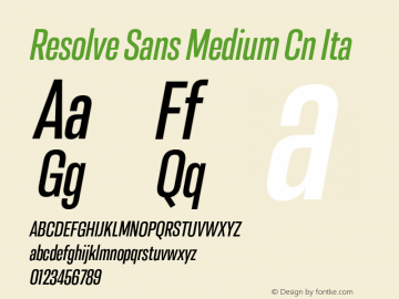 Resolve Sans Medium Cn Ita Version 1.000;hotconv 1.0.109;makeotfexe 2.5.65596 Font Sample