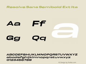 Resolve Sans Semibold Ext Ita Version 1.000;hotconv 1.0.109;makeotfexe 2.5.65596 Font Sample